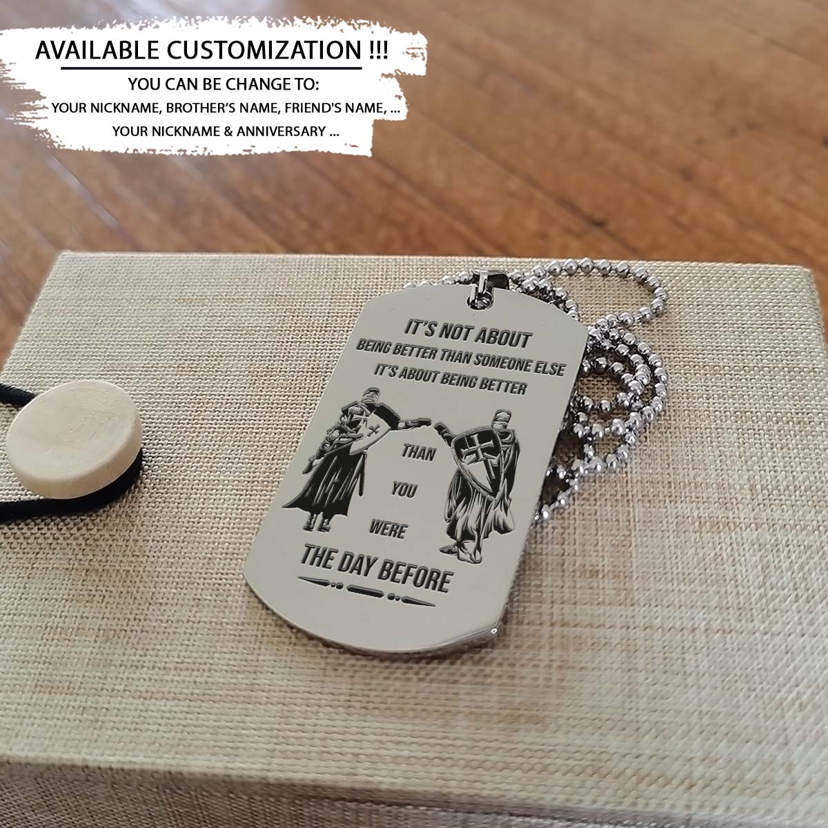 Knight Templar Dog Tag - Call On Me Brother - It's About Being Better Than You Were The Day Before - Crusades - Chivalry - Religious Zeal - Templar Wealth - Mysterious Legacy - Knight Templar Necklace - Engrave Dog Tag