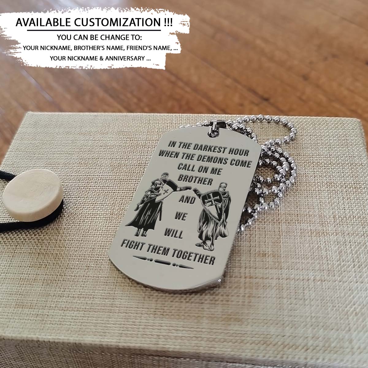 Knight Templar Dog Tag - Call On Me Brother - It's About Being Better Than You Were The Day Before - Crusades - Chivalry - Religious Zeal - Templar Wealth - Mysterious Legacy - Knight Templar Necklace - Engrave Dog Tag