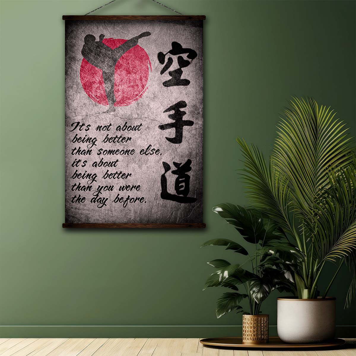 Karate Wall Art - Karate Poster - Karate Canvas - It's About Being Better Than You Were The Day Before - Karate Kanji - KA010 - Vertical Canvas - Vertical Poster