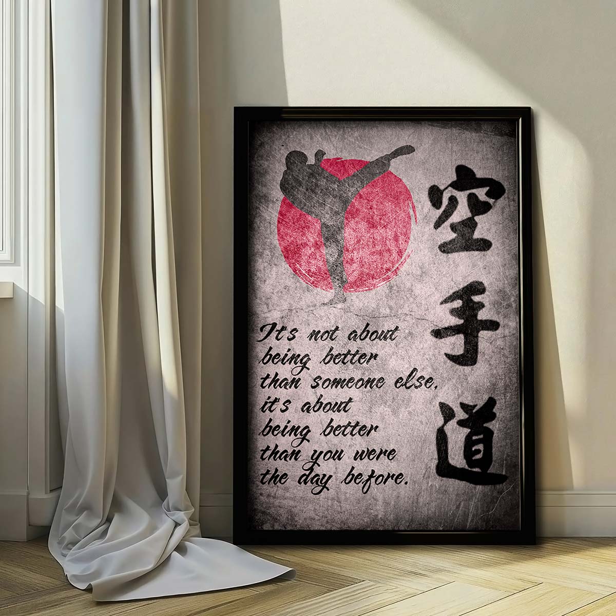 Karate Wall Art - Karate Poster - Karate Canvas - It's About Being Better Than You Were The Day Before - Karate Kanji - KA010 - Vertical Canvas - Vertical Poster