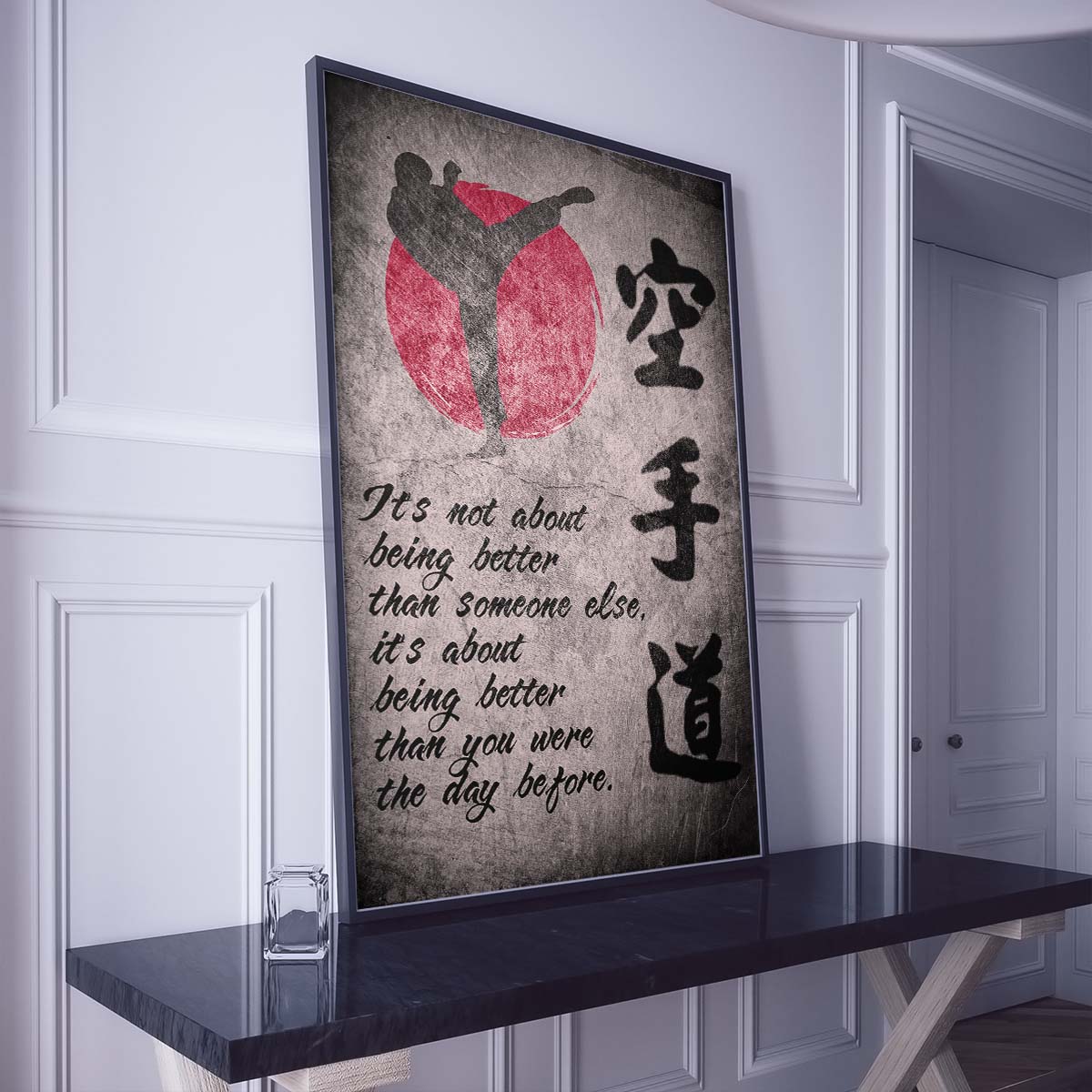 Karate Wall Art - Karate Poster - Karate Canvas - It's About Being Better Than You Were The Day Before - Karate Kanji - KA010 - Vertical Canvas - Vertical Poster