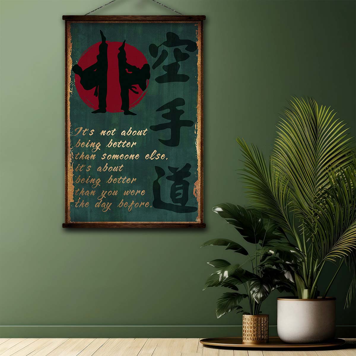Karate Wall Art - Karate Poster - Karate Canvas - It's About Being Better Than You Were The Day Before - Karate Kanji - KA045 - Vertical Canvas - Vertical Poster
