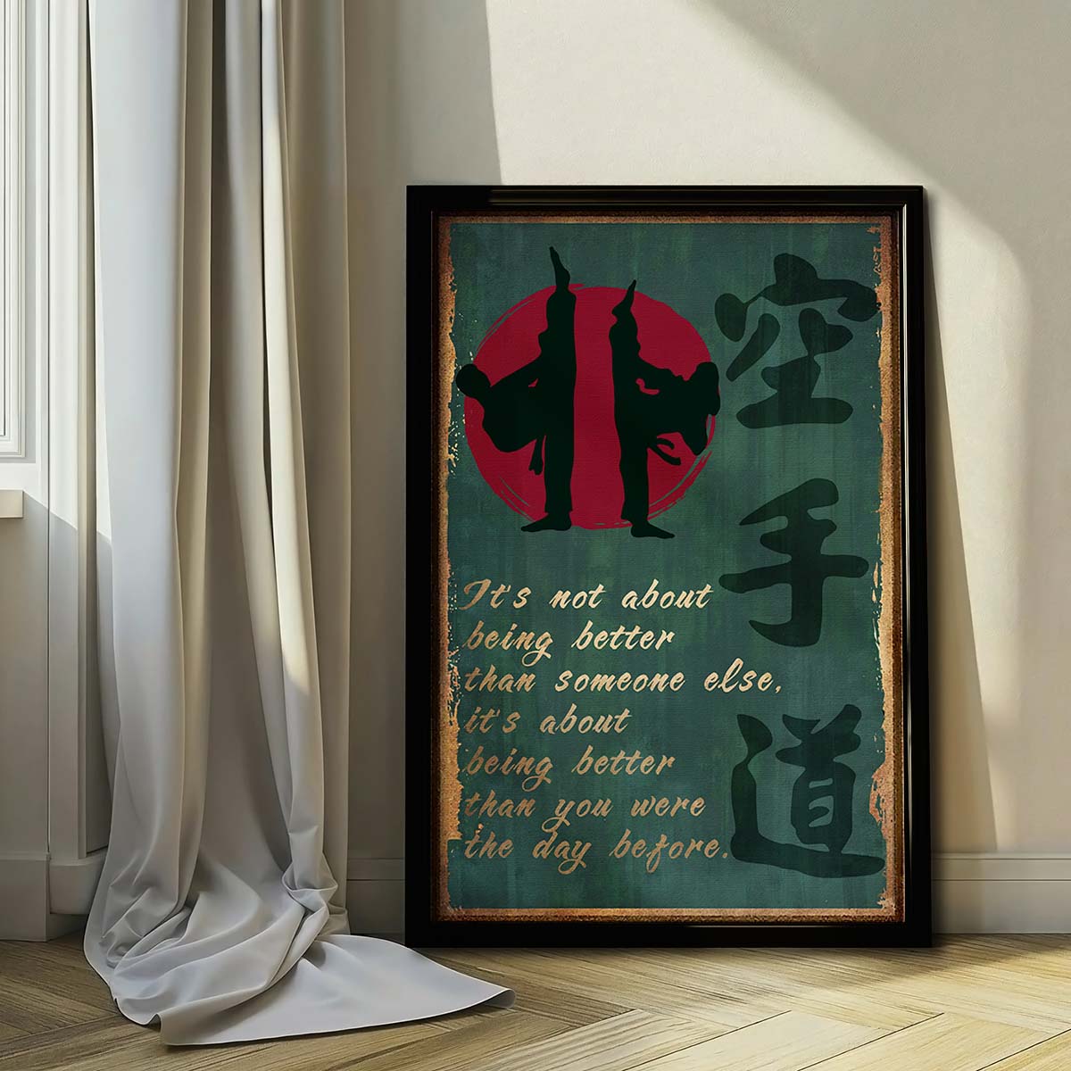Karate Wall Art - Karate Poster - Karate Canvas - It's About Being Better Than You Were The Day Before - Karate Kanji - KA045 - Vertical Canvas - Vertical Poster