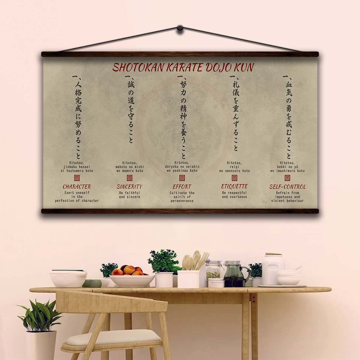 Karate Wall Art - Karate Poster - Karate Canvas - Shotokan Karate Dojo Kun - KA046 - Horizontal Canvas - Horizontal Poster