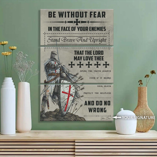 Knight Templar - 3 Piece Wall Art - KT017 - Be Without Fear - Knight Templar Canvas