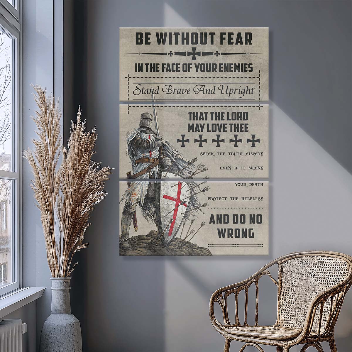 Knight Templar - 3 Piece Wall Art - KT017 - Be Without Fear - Knight Templar Canvas