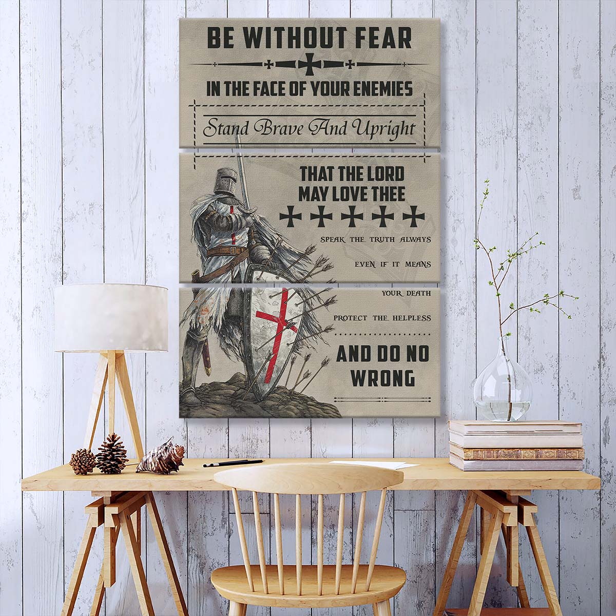 Knight Templar - 3 Piece Wall Art - KT017 - Be Without Fear - Knight Templar Canvas