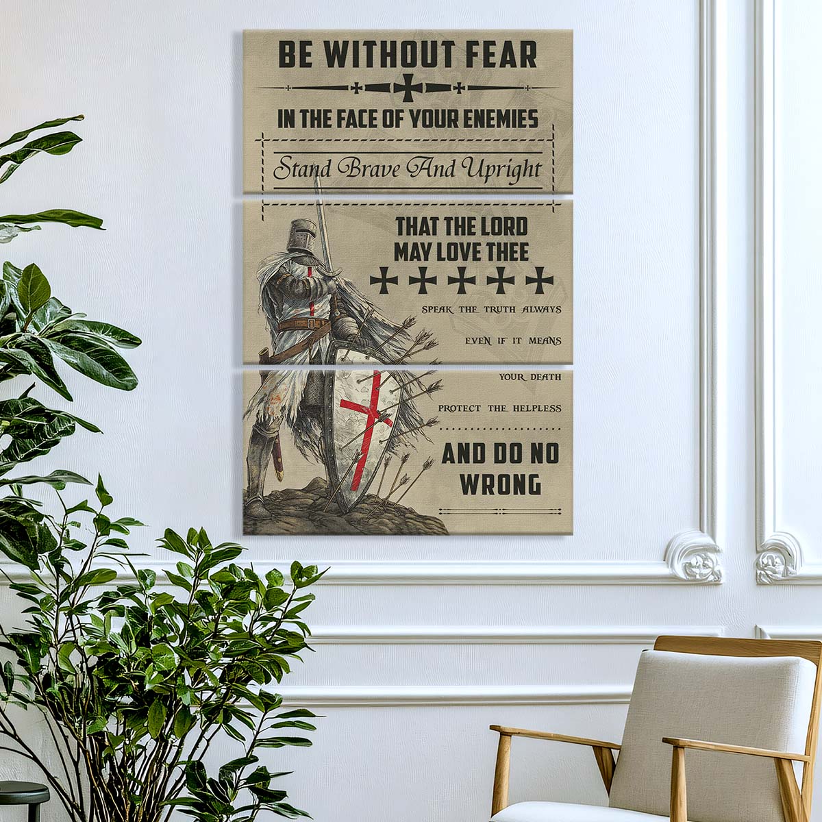 Knight Templar - 3 Piece Wall Art - KT017 - Be Without Fear - Knight Templar Canvas