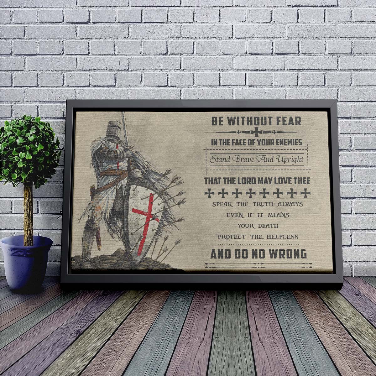 Knight Templar Wall Art - Knight Templar Poster - Knight Templar Canvas - Be Without Fear - KT020 - Horizontal Poster - Horizontal Canvas