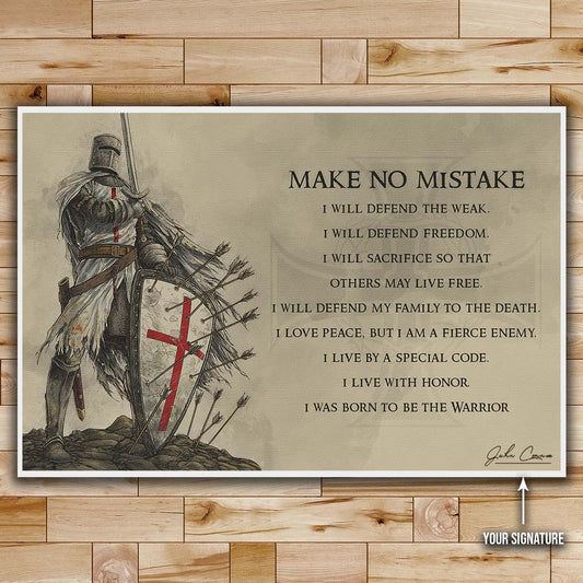 Knight Templar Wall Art - Knight Templar Poster - Knight Templar Canvas - Make No Mistake - KT004 - Horizontal Poster - Horizontal Canvas