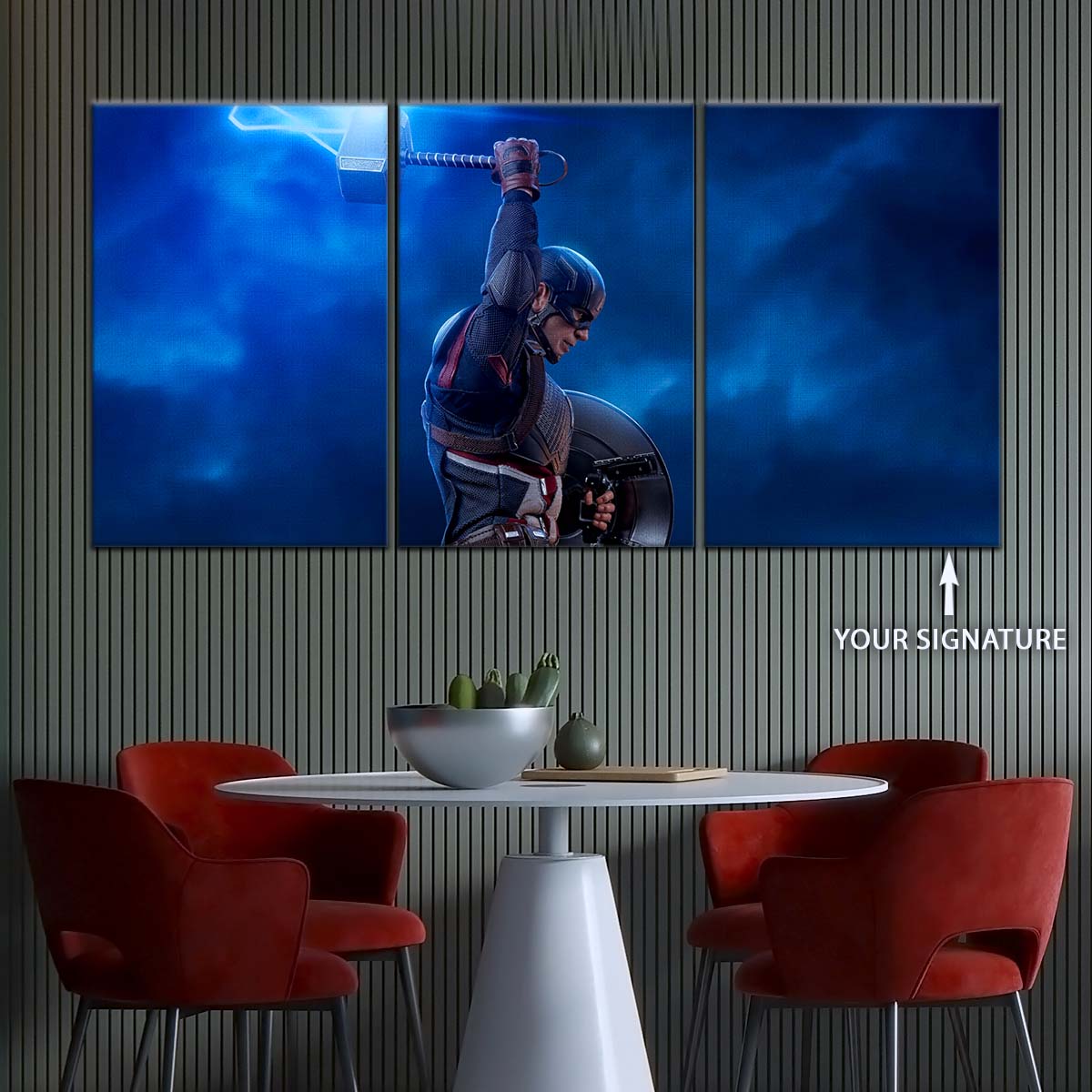Marvel Wall Art - MCU5034 - Captain America - Steve Rogers Chris Evans - Mjölnir - Avengers EndGame - Marvel Cinematic Universe Poster - Marvel Cinematic Universe Canvas