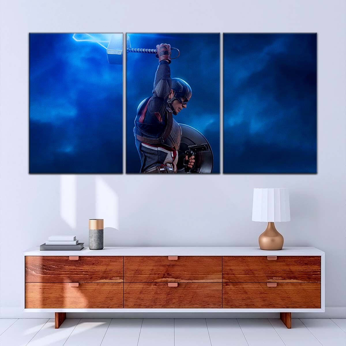 Marvel Wall Art - MCU5034 - Captain America - Steve Rogers Chris Evans - Mjölnir - Avengers EndGame - Marvel Cinematic Universe Poster - Marvel Cinematic Universe Canvas