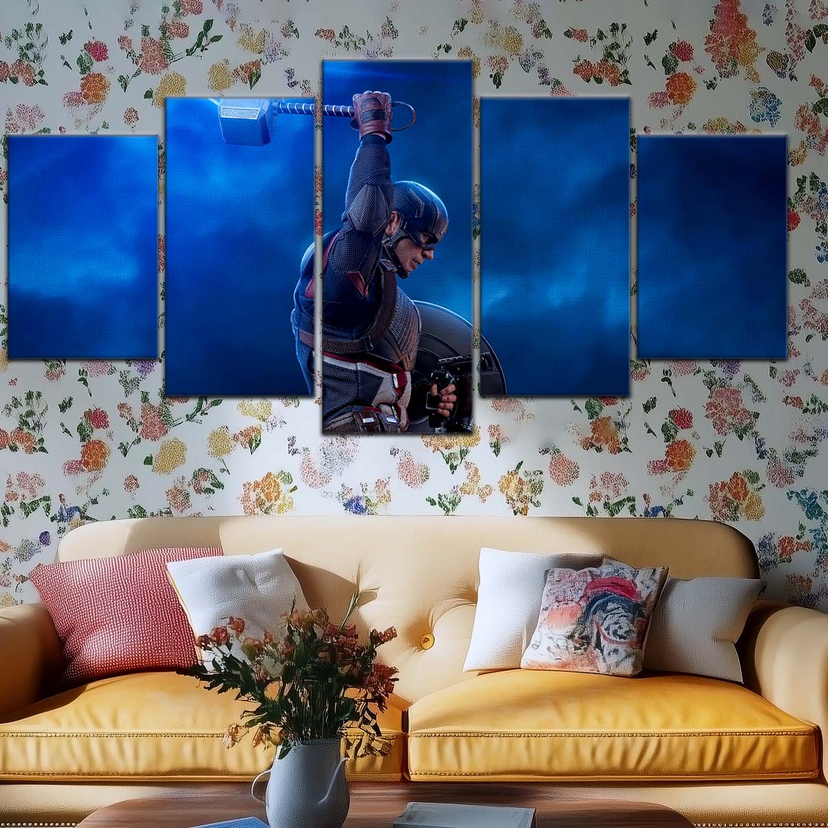 Marvel Wall Art - MCU5034 - Captain America - Steve Rogers Chris Evans - Mjölnir - Avengers EndGame - Marvel Cinematic Universe Poster - Marvel Cinematic Universe Canvas