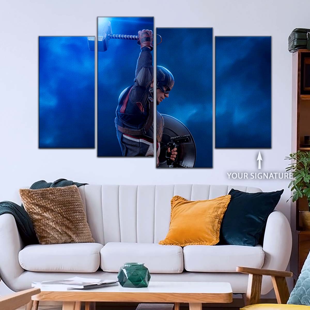 Marvel Wall Art - MCU5034 - Captain America - Steve Rogers Chris Evans - Mjölnir - Avengers EndGame - Marvel Cinematic Universe Poster - Marvel Cinematic Universe Canvas