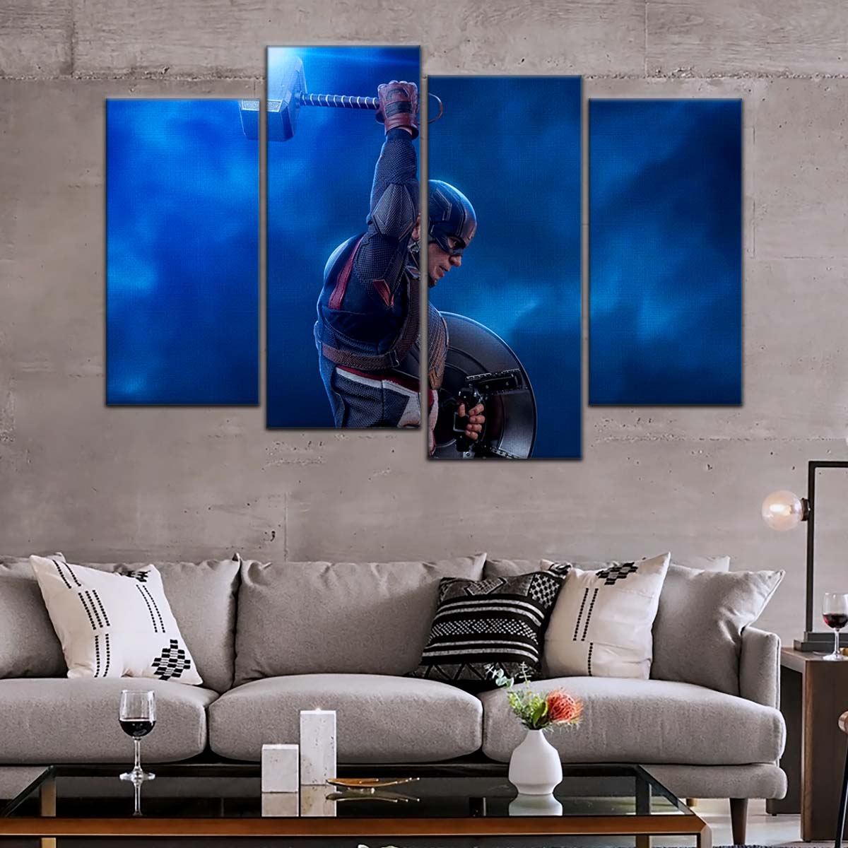 Marvel Wall Art - MCU5034 - Captain America - Steve Rogers Chris Evans - Mjölnir - Avengers EndGame - Marvel Cinematic Universe Poster - Marvel Cinematic Universe Canvas