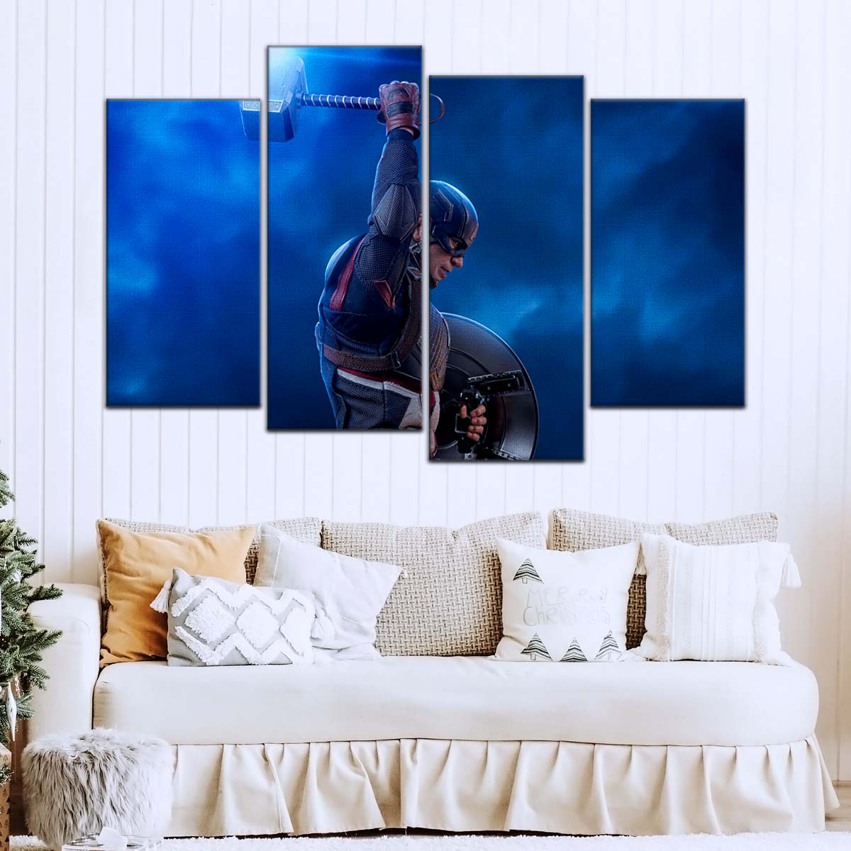 Marvel Wall Art - MCU5034 - Captain America - Steve Rogers Chris Evans - Mjölnir - Avengers EndGame - Marvel Cinematic Universe Poster - Marvel Cinematic Universe Canvas
