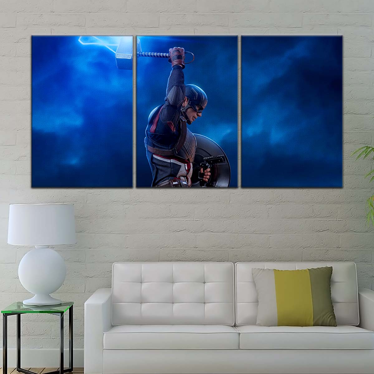 Marvel Wall Art - MCU5034 - Captain America - Steve Rogers Chris Evans - Mjölnir - Avengers EndGame - Marvel Cinematic Universe Poster - Marvel Cinematic Universe Canvas