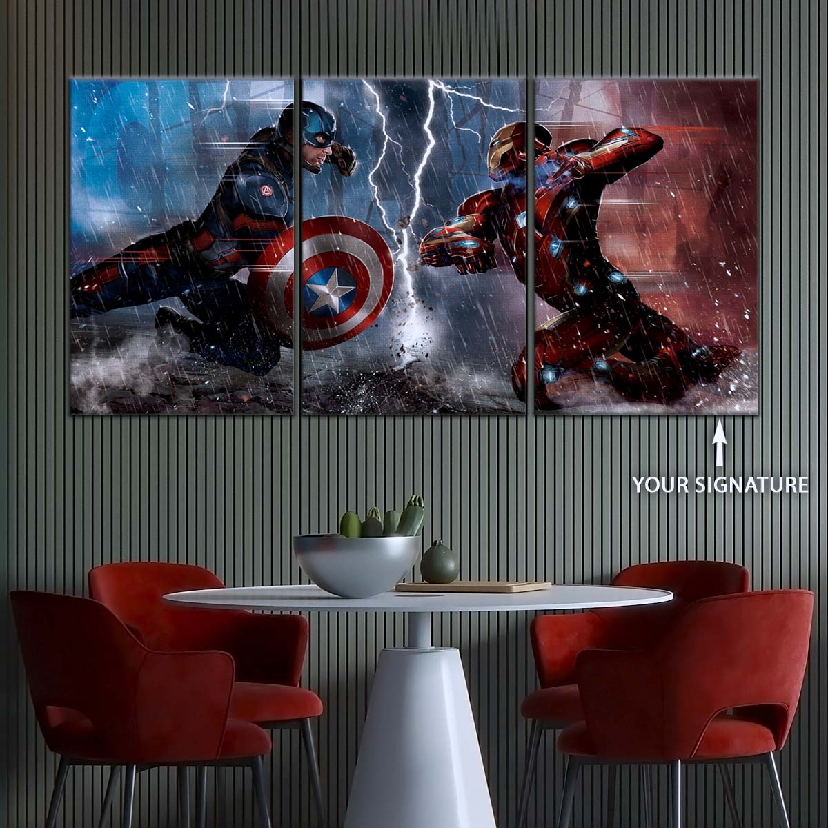 Marvel Wall Art - MCU5055 - Civil War Showdown Iron Man vs. Captain America - Marvel Cinematic Universe Poster - Marvel Cinematic Universe Canvas