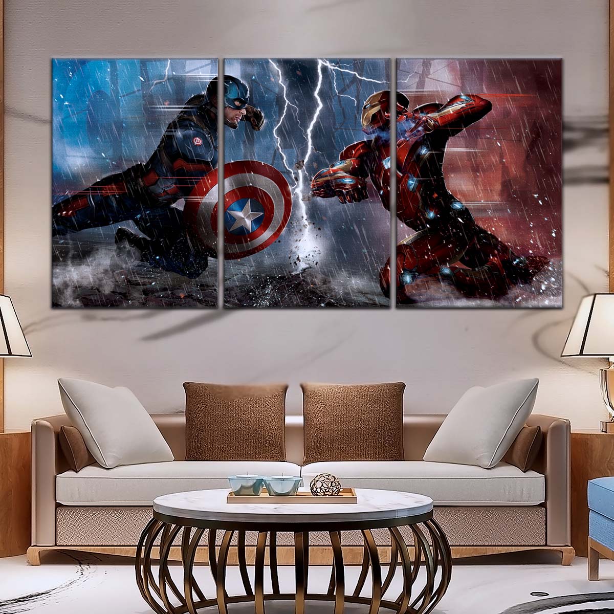 Marvel Wall Art - MCU5055 - Civil War Showdown Iron Man vs. Captain America - Marvel Cinematic Universe Poster - Marvel Cinematic Universe Canvas