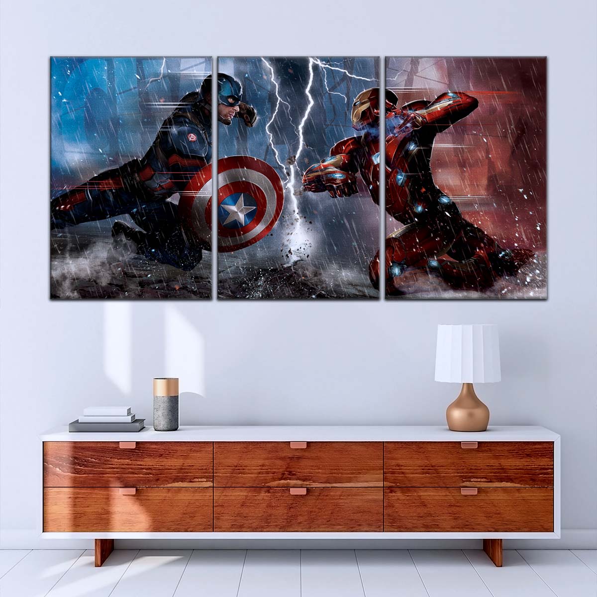Marvel Wall Art - MCU5055 - Civil War Showdown Iron Man vs. Captain America - Marvel Cinematic Universe Poster - Marvel Cinematic Universe Canvas
