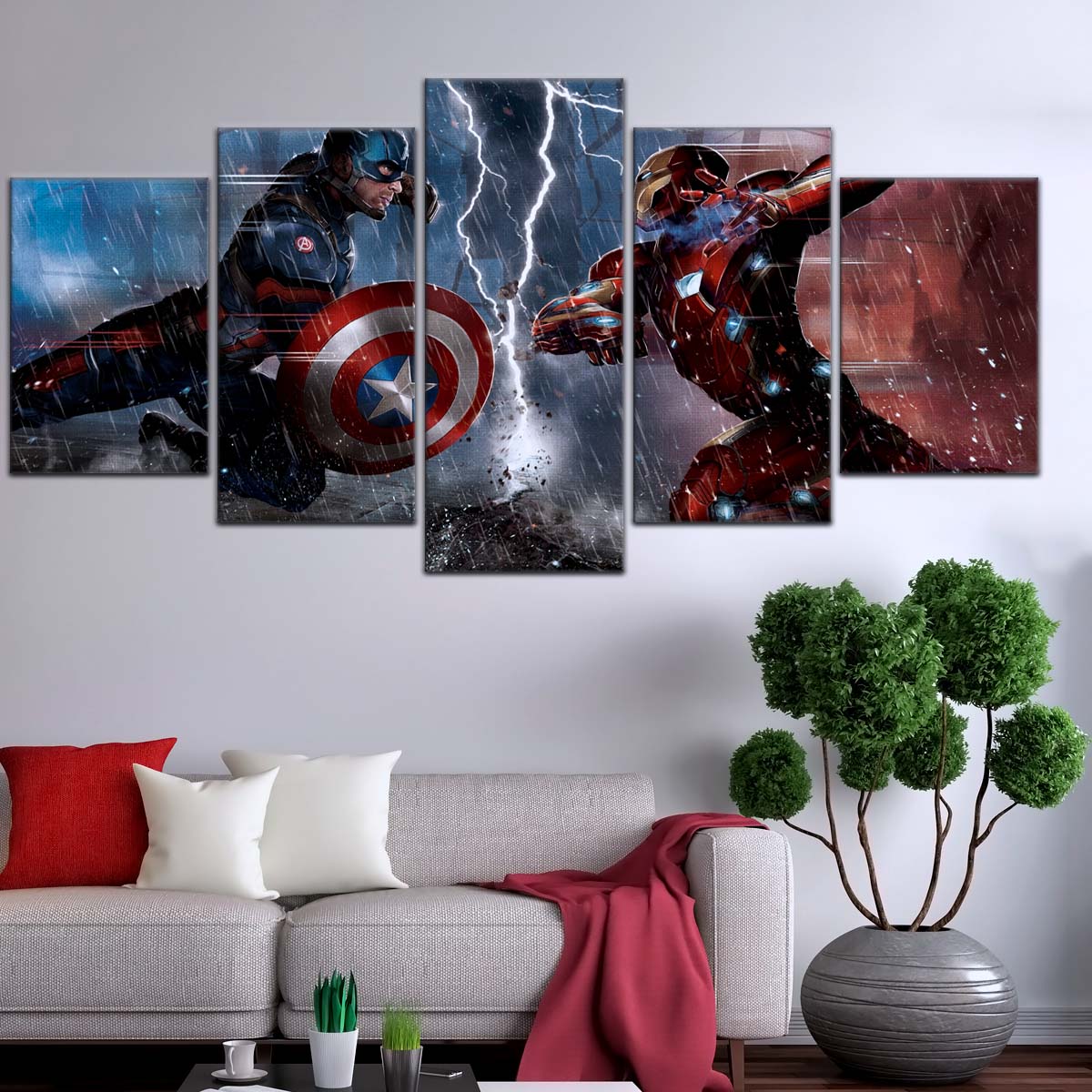 Marvel Wall Art - MCU5055 - Civil War Showdown Iron Man vs. Captain America - Marvel Cinematic Universe Poster - Marvel Cinematic Universe Canvas