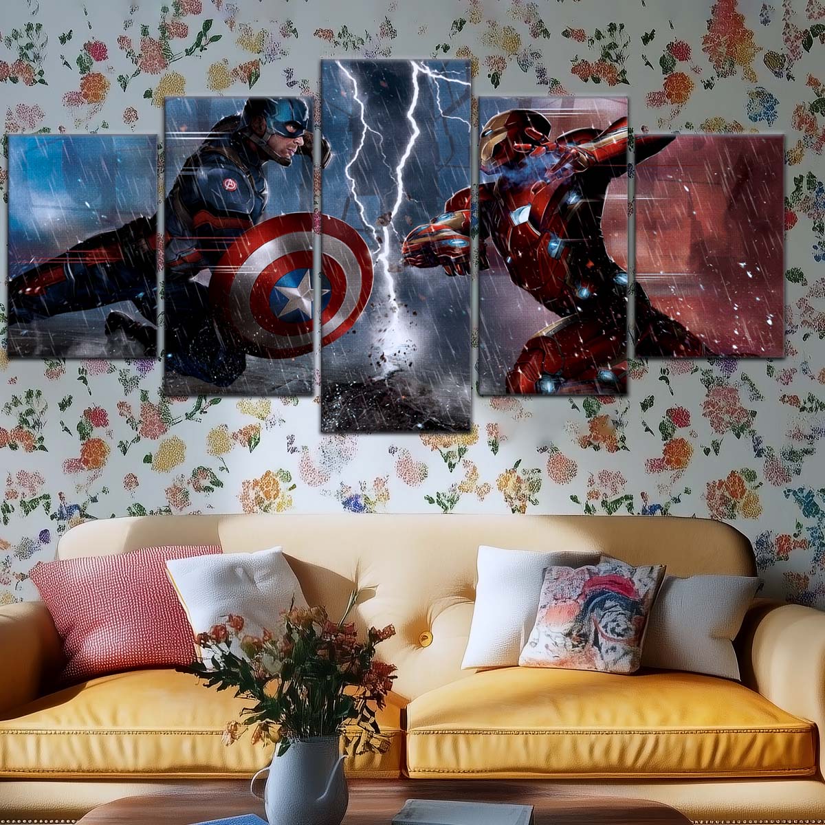 Marvel Wall Art - MCU5055 - Civil War Showdown Iron Man vs. Captain America - Marvel Cinematic Universe Poster - Marvel Cinematic Universe Canvas