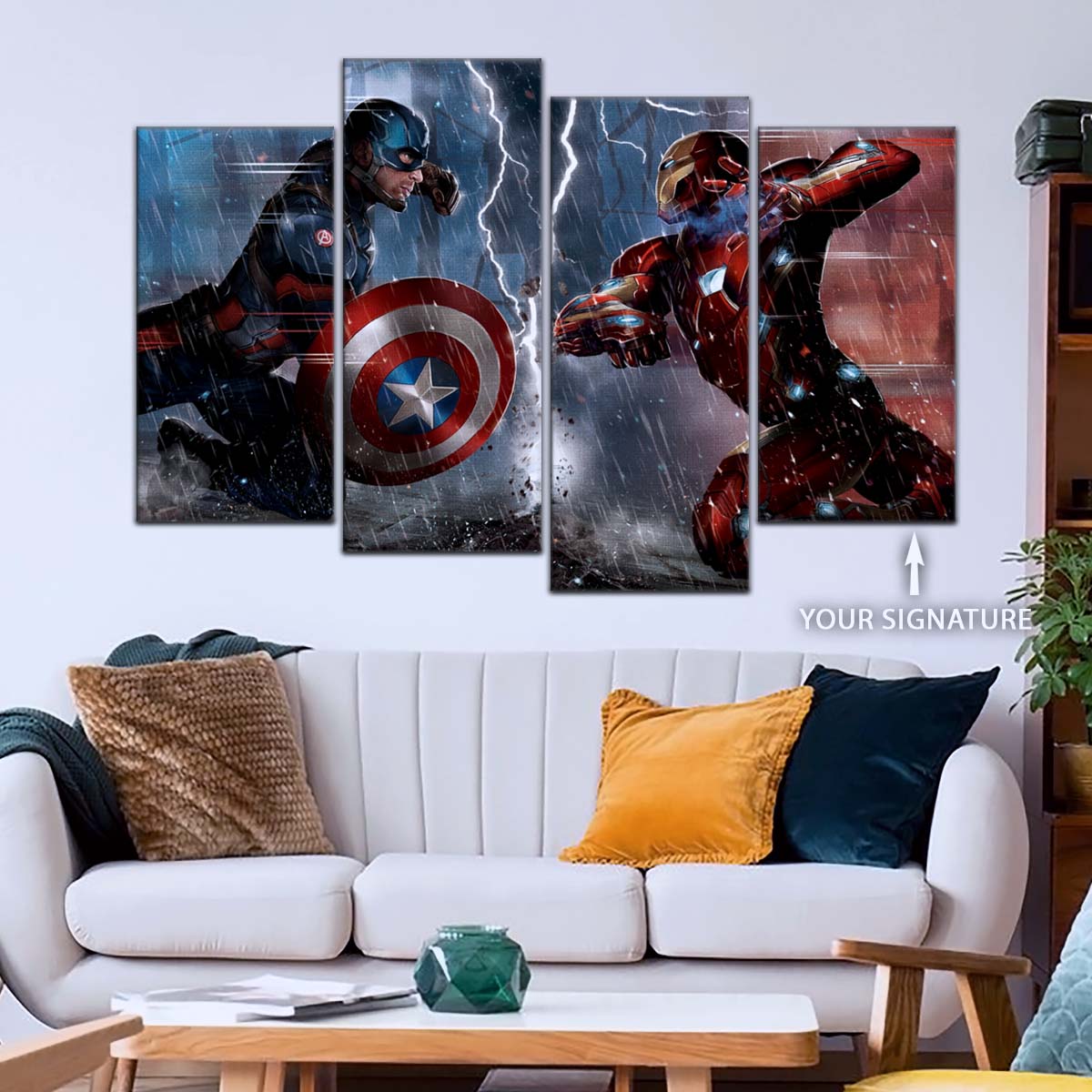 Marvel Wall Art - MCU5055 - Civil War Showdown Iron Man vs. Captain America - Marvel Cinematic Universe Poster - Marvel Cinematic Universe Canvas