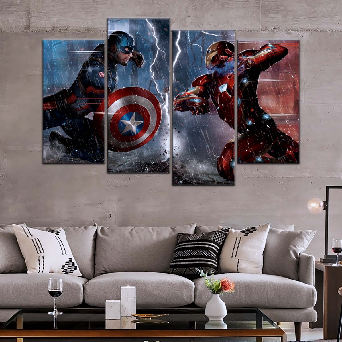 Marvel Wall Art - MCU5055 - Civil War Showdown Iron Man vs. Captain America - Marvel Cinematic Universe Poster - Marvel Cinematic Universe Canvas