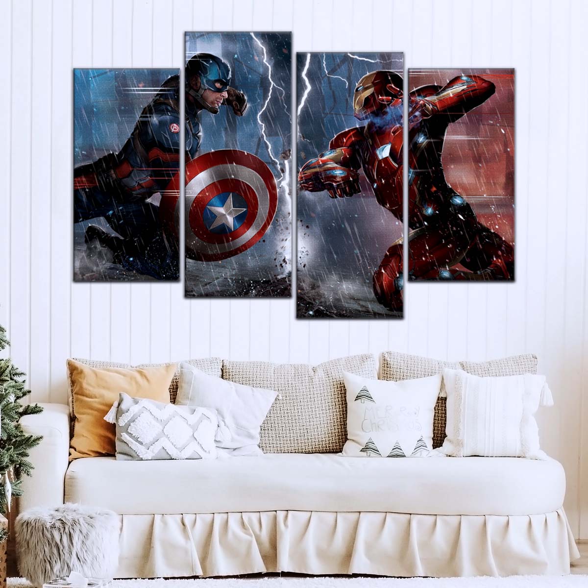 Marvel Wall Art - MCU5055 - Civil War Showdown Iron Man vs. Captain America - Marvel Cinematic Universe Poster - Marvel Cinematic Universe Canvas
