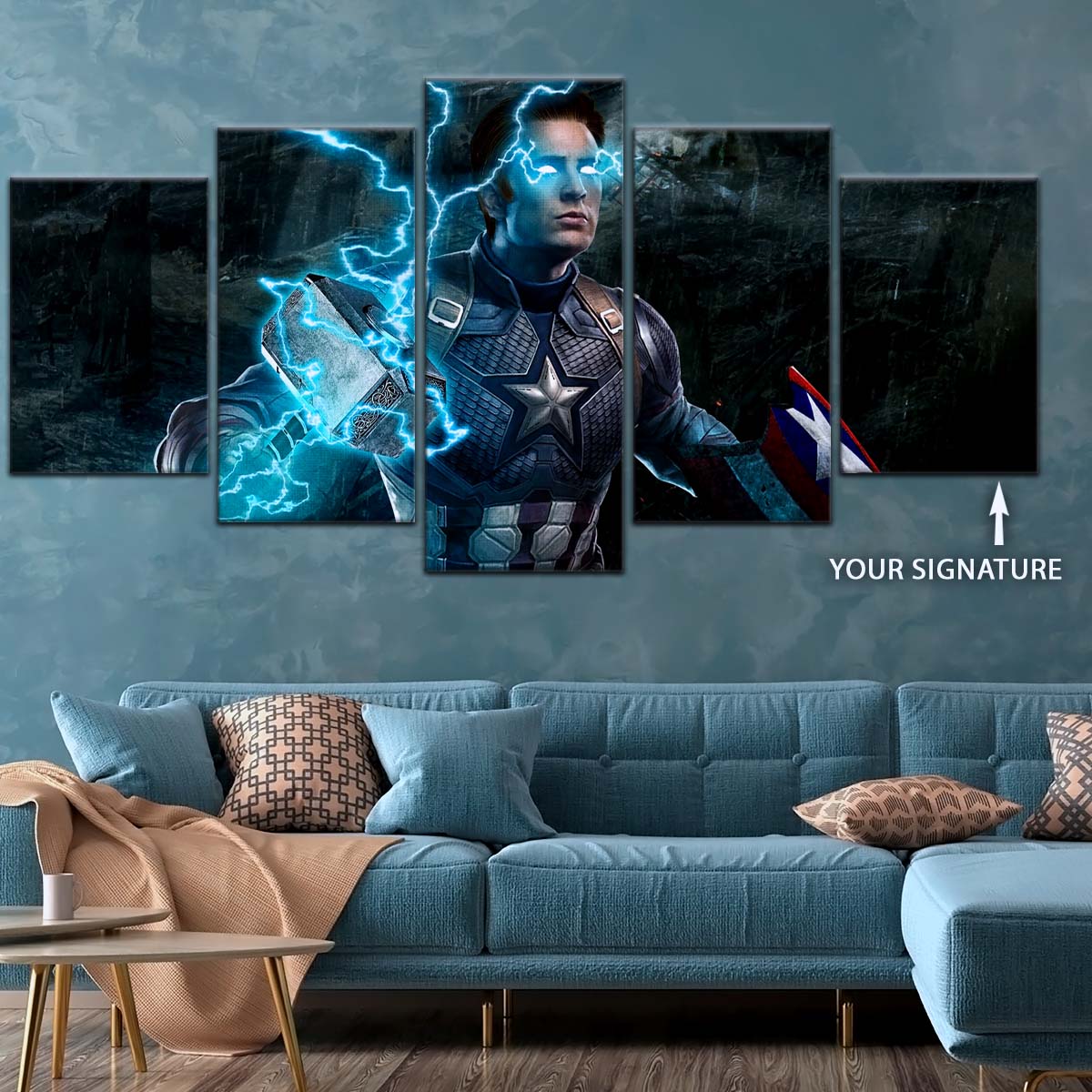 Marvel Wall Art - MCU5057 - Captain America Wields Mjölnir - Marvel Cinematic Universe Poster - Marvel Cinematic Universe Canvas