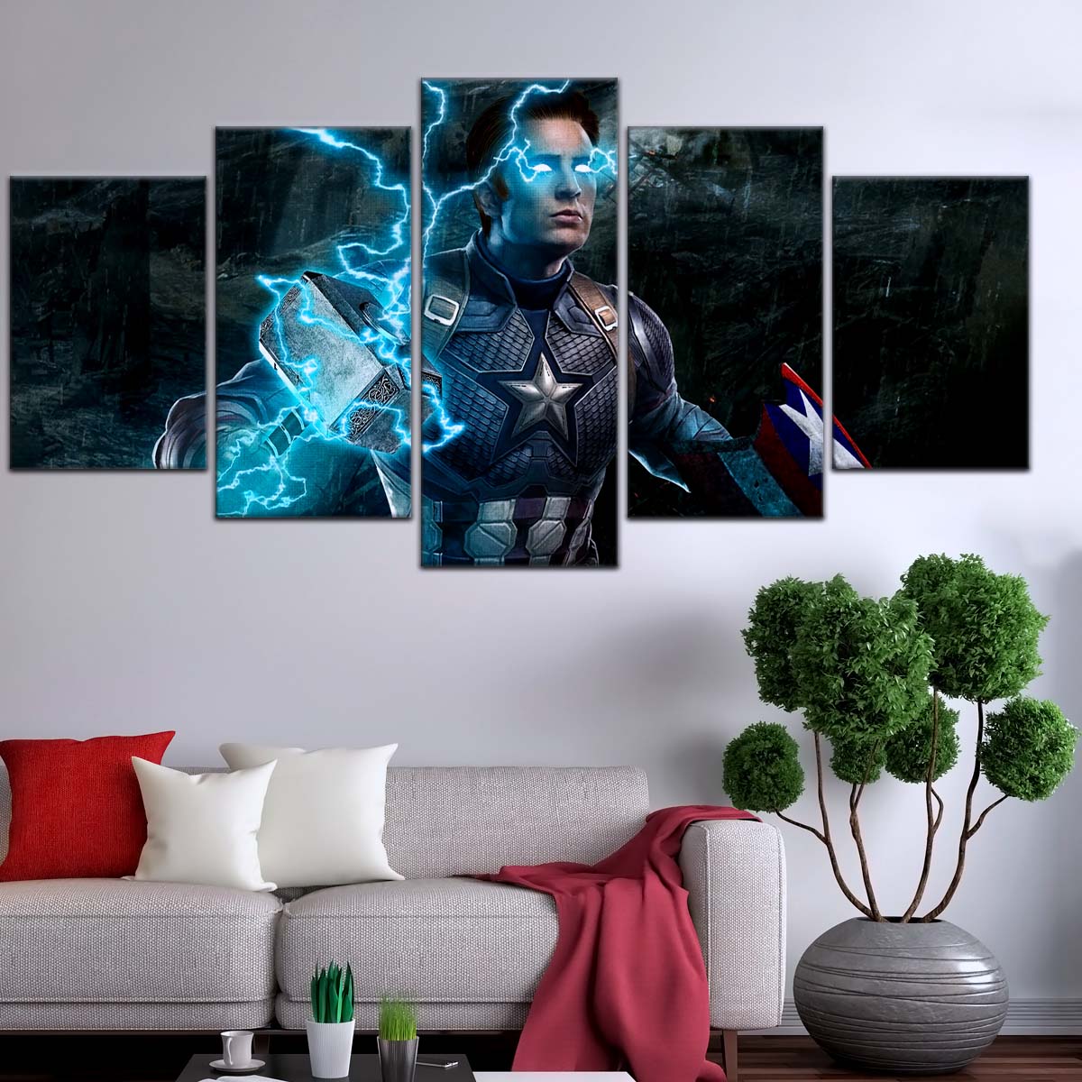 Marvel Wall Art - MCU5057 - Captain America Wields Mjölnir - Marvel Cinematic Universe Poster - Marvel Cinematic Universe Canvas