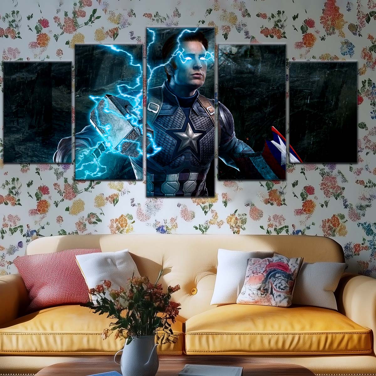 Marvel Wall Art - MCU5057 - Captain America Wields Mjölnir - Marvel Cinematic Universe Poster - Marvel Cinematic Universe Canvas