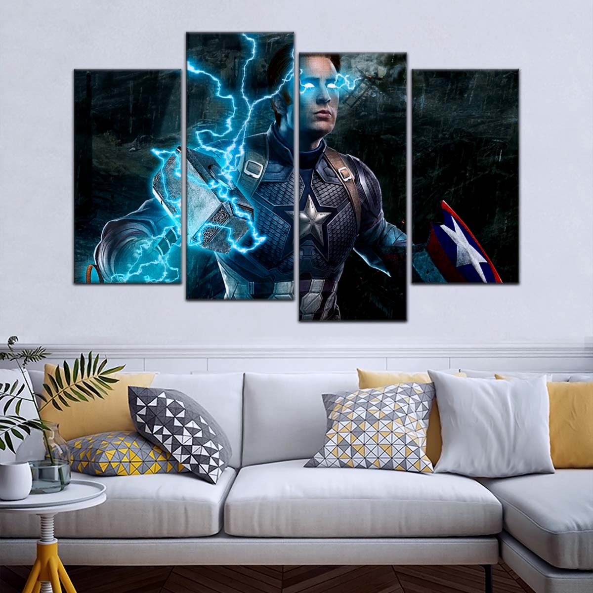 Marvel Wall Art - MCU5057 - Captain America Wields Mjölnir - Marvel Cinematic Universe Poster - Marvel Cinematic Universe Canvas