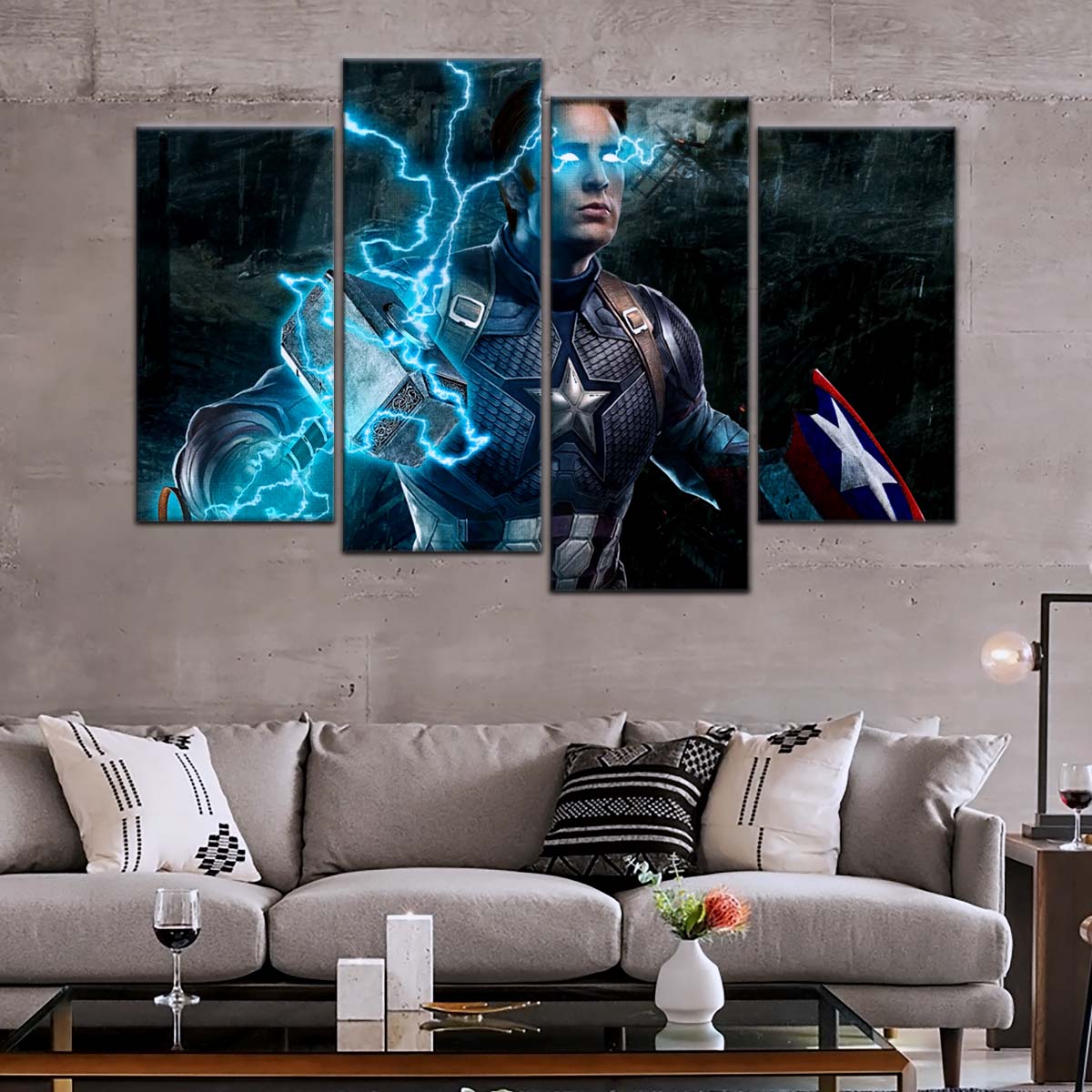 Marvel Wall Art - MCU5057 - Captain America Wields Mjölnir - Marvel Cinematic Universe Poster - Marvel Cinematic Universe Canvas