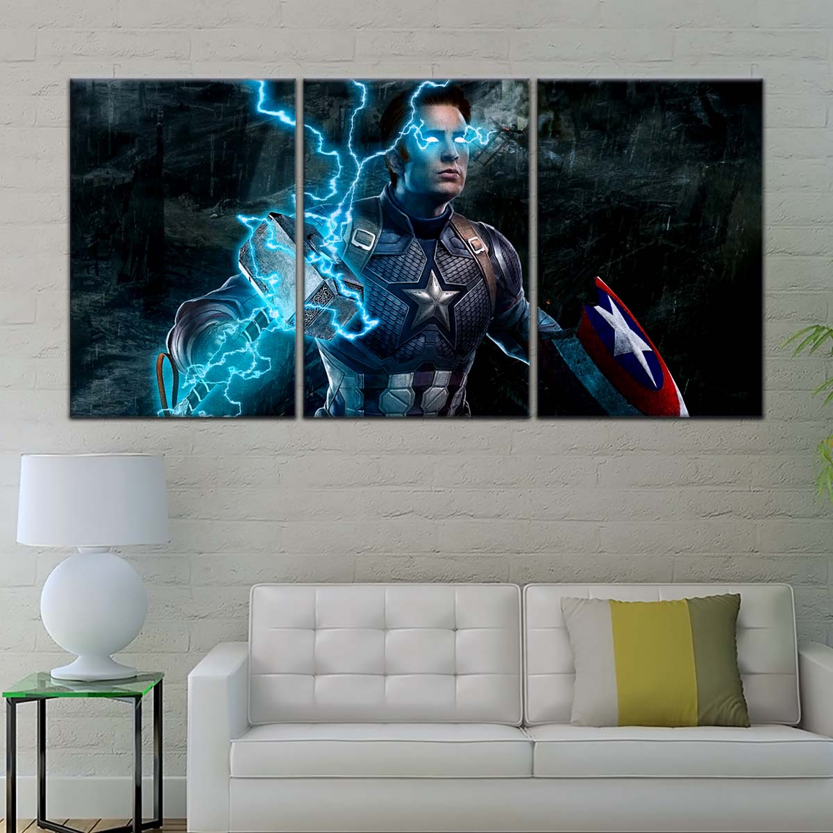 Marvel Wall Art - MCU5057 - Captain America Wields Mjölnir - Marvel Cinematic Universe Poster - Marvel Cinematic Universe Canvas