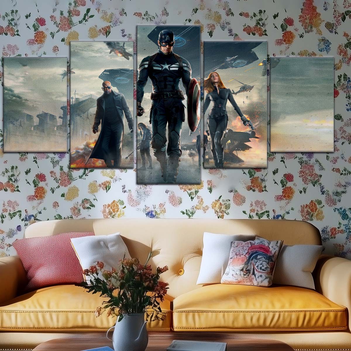 Marvel Wall Art - MCU5059 - Captain America - Nick Fury - Black Widow - The Winter Soldier - Marvel Cinematic Universe Poster - Marvel Cinematic Universe Canvas