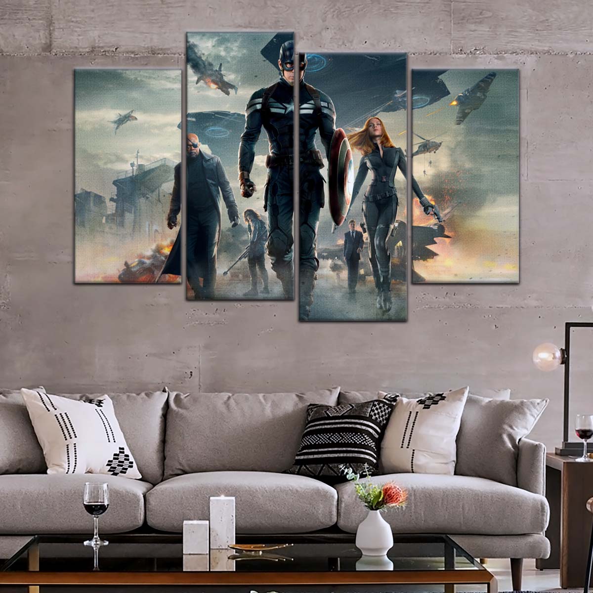Marvel Wall Art - MCU5059 - Captain America - Nick Fury - Black Widow - The Winter Soldier - Marvel Cinematic Universe Poster - Marvel Cinematic Universe Canvas