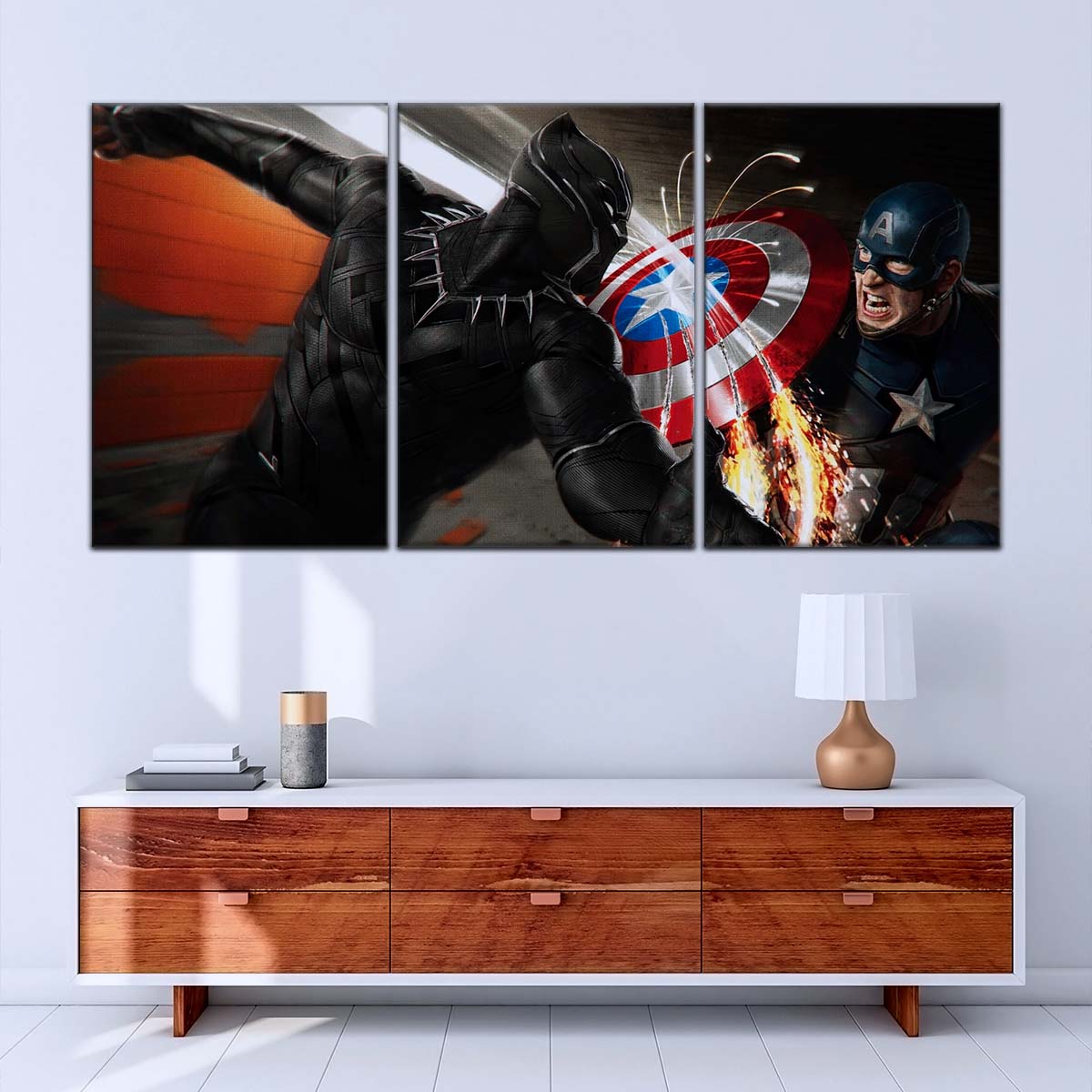 Marvel Wall Art - MCU5062 - Black Panther vs Captain America - Marvel Cinematic Universe Poster - Marvel Cinematic Universe Canvas