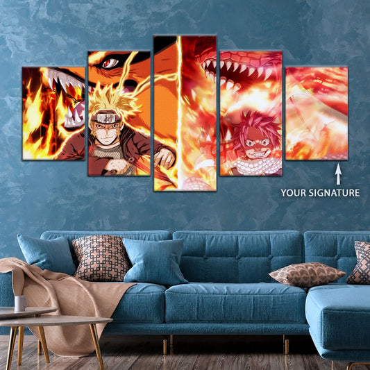 Naruto Canvas Wall Art - NA5025 - Naruto Uzumaki Kurama - Natsu Dragneel Igneel