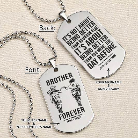 Naruto Engraved Dog Tag Necklace - NAD013 - Naruto Uzumaki - Sasuke Uchiha - Brother Forever