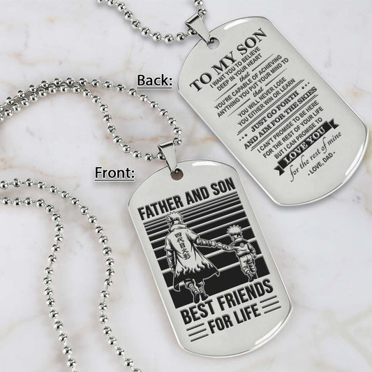 Naruto Dog Tag - Father And Son Best Friends For Life - Uzumaki Naruto - Namikaze Minato - Naruto Necklace - Engrave Dog Tag