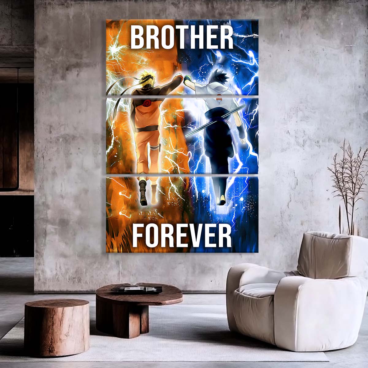 Naruto - 3 Piece Wall Art - NA002 - Brother Forever - Uzumaki Naruto - Uchiha Sasuke - Naruto Canvas