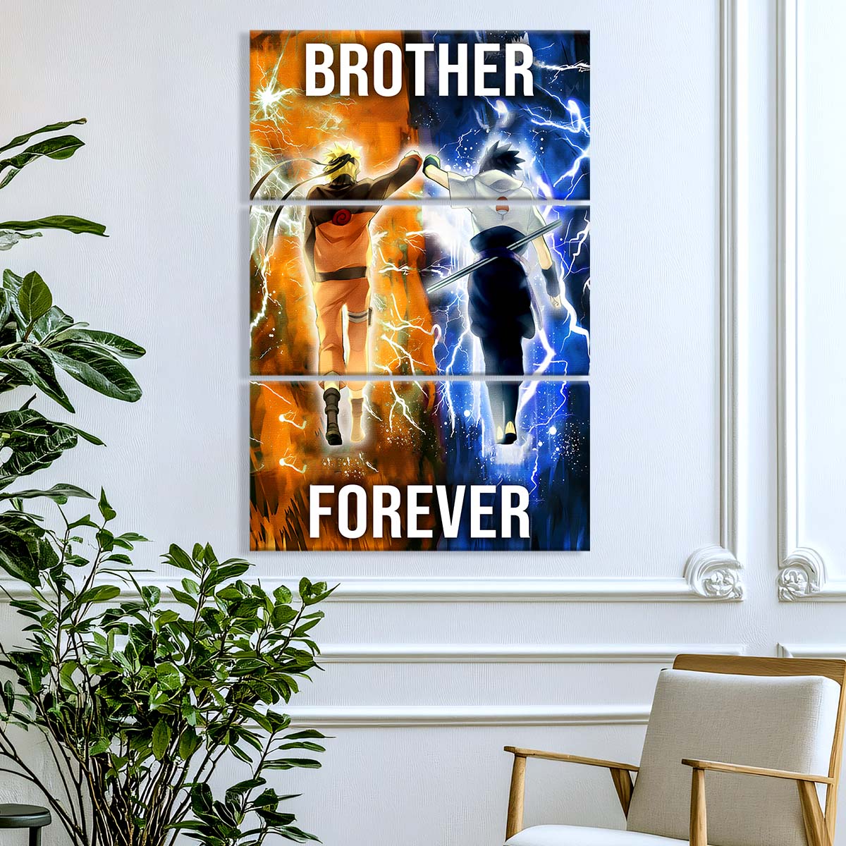 Naruto - 3 Piece Wall Art - NA002 - Brother Forever - Uzumaki Naruto - Uchiha Sasuke - Naruto Canvas