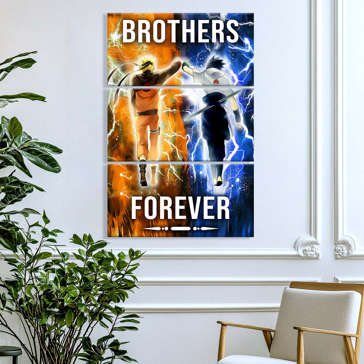 Naruto - 3 Piece Wall Art - NA003 - Brothers Forever - Uzumaki Naruto - Uchiha Sasuke - Naruto Canvas