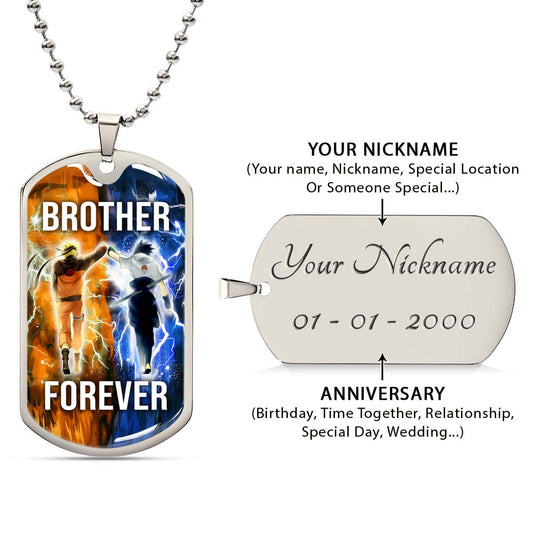 Naruto - NADL001 - Brother Forever - Uzumaki Naruto - Uchiha Sasuke - Naruto Dog Tag - Military Ball Chain - Luxury Dog Tag