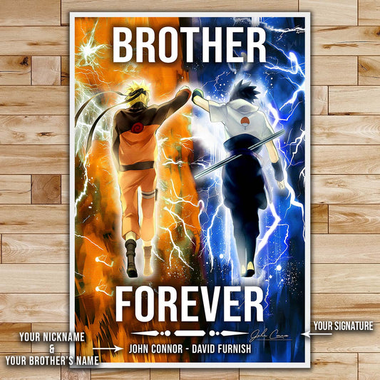 Naruto Wall Art - Naruto Poster - Naruto Canvas - Brother Forever - Uzumaki Naruto - Uchiha Sasuke - NA002 - Vertical Poster - Vertical Canvas