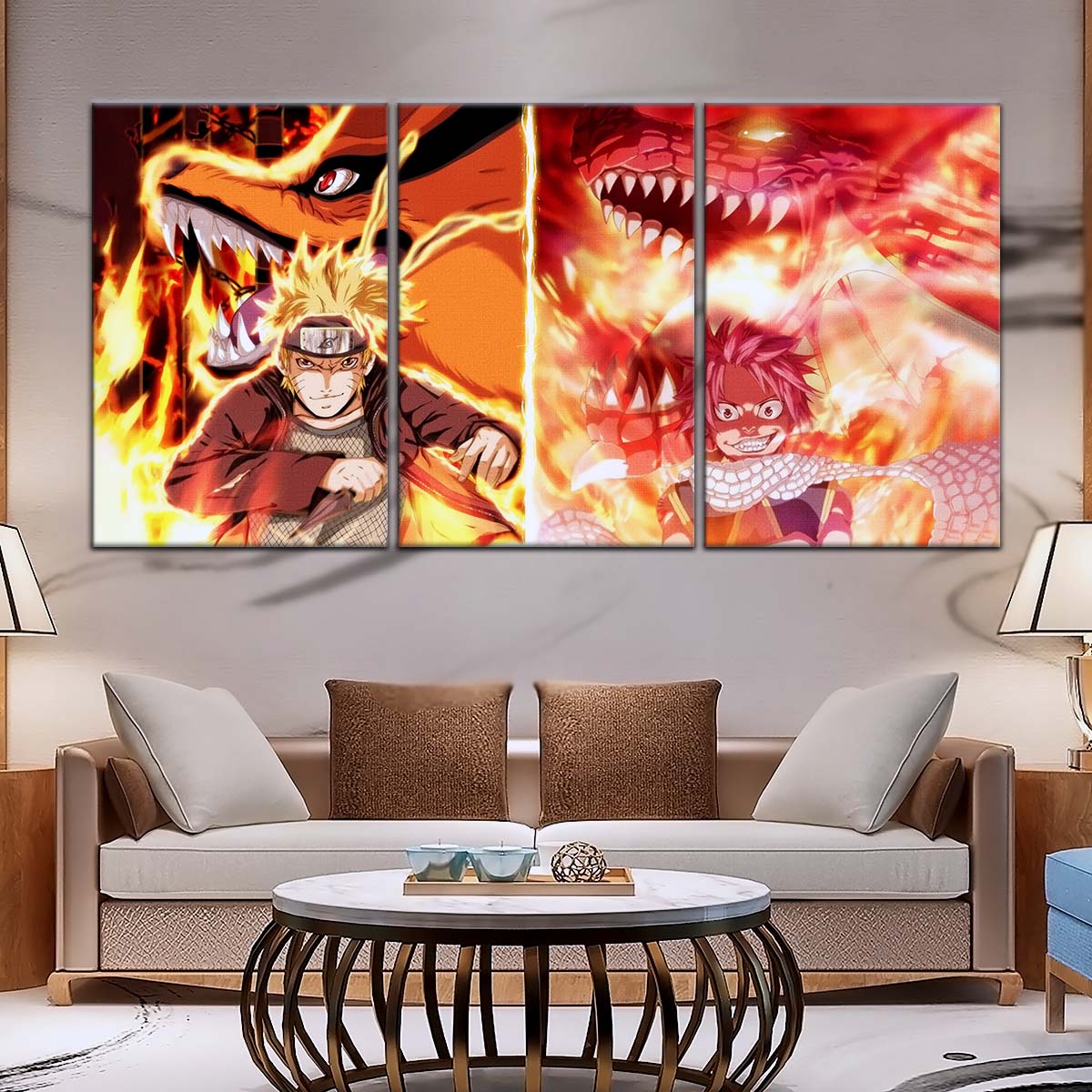 Naruto Wall Art - NA5025 - Naruto Uzumaki - Natsu Dragneel - Kurama - Igneel - Naruto Poster - Naruto Canvas