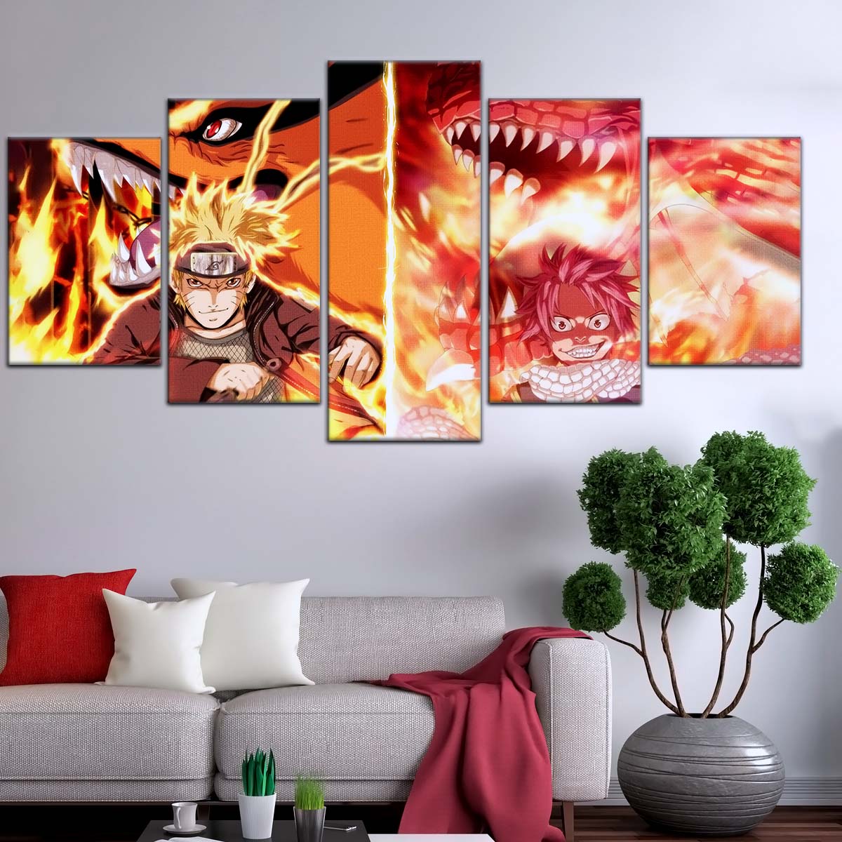 Naruto Wall Art - NA5025 - Naruto Uzumaki - Natsu Dragneel - Kurama - Igneel - Naruto Poster - Naruto Canvas
