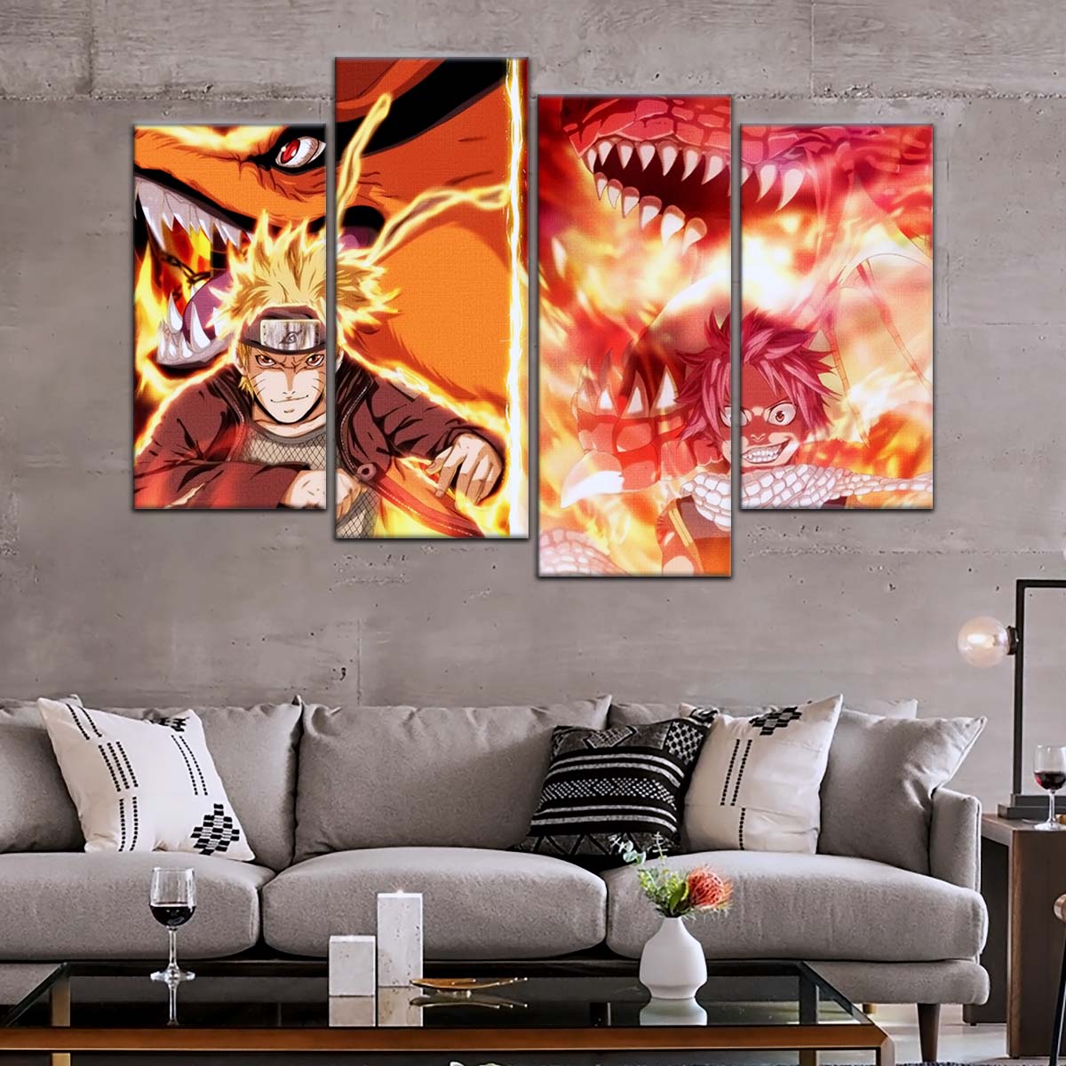 Naruto Wall Art - NA5025 - Naruto Uzumaki - Natsu Dragneel - Kurama - Igneel - Naruto Poster - Naruto Canvas