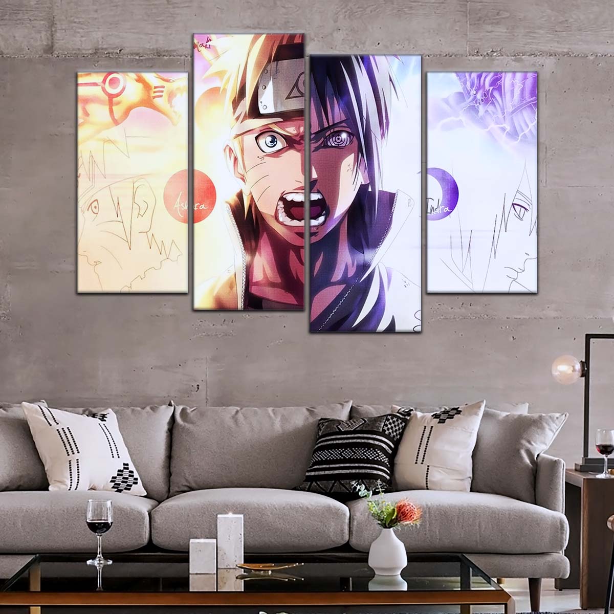 Naruto Wall Art - NA5026 - Naruto Uzumaki - Sasuke Uchiha - Indra Ōtsutsuki Ashura Ootsutsuki - Naruto Poster - Naruto Canvas